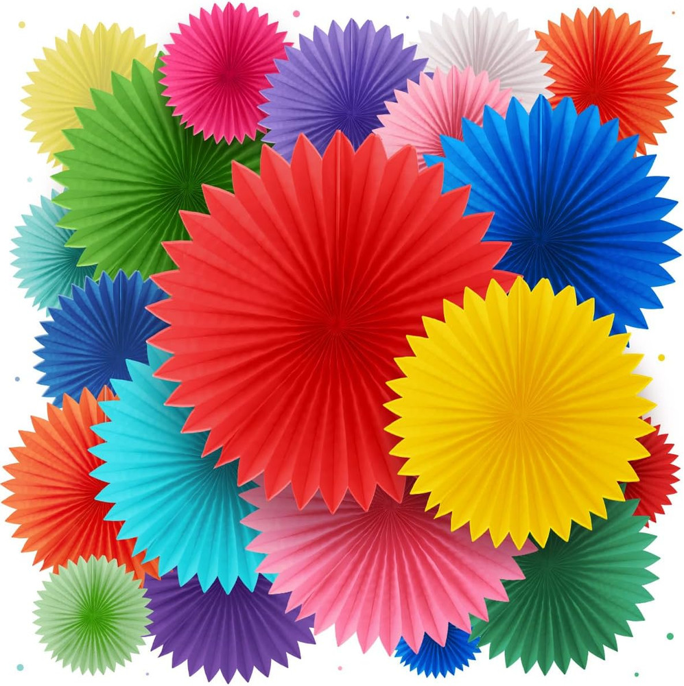 Colorful Paper Fans – Rainbow Party Decorations – Happy Birthday Decorations for