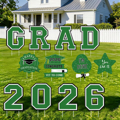 12Pcs 2026 Graduation Yard Signs with Stakes Congrats Grad Outdoor Lawn Decor