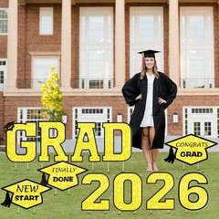 2026 Grad Yard Signs Plastic Graduation Yard Signs Party Lawn Garden Decoration
