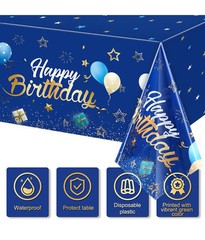 Navy Blue Birthday Extra Large Tablecloths Blue Gold Theme Table Decor- 3 Pack