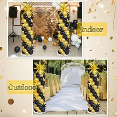 Soulchen 110 Pcs Black Gold Explosion Balloons Column Stand Kit Adjustable To…