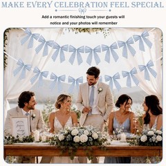 8 ft Sky Blue Bow Garland Decorations Blue Fabric Bow Banner Hanging Banner f…