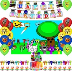 Sprunki Party Supply Decoration Banner Cake Topper Cupcake Toppers Backdrop and