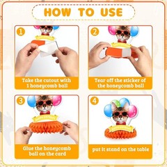 Colorful Cat-Themed 9Pcs Honeycomb Centerpieces for Kids’ Birthday Celebrations