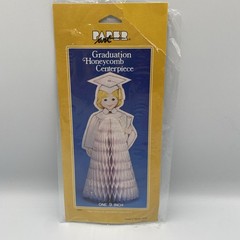 Paper Art Co Graduation Honeycomb Centerpiece 9in White Gown Female Vtg