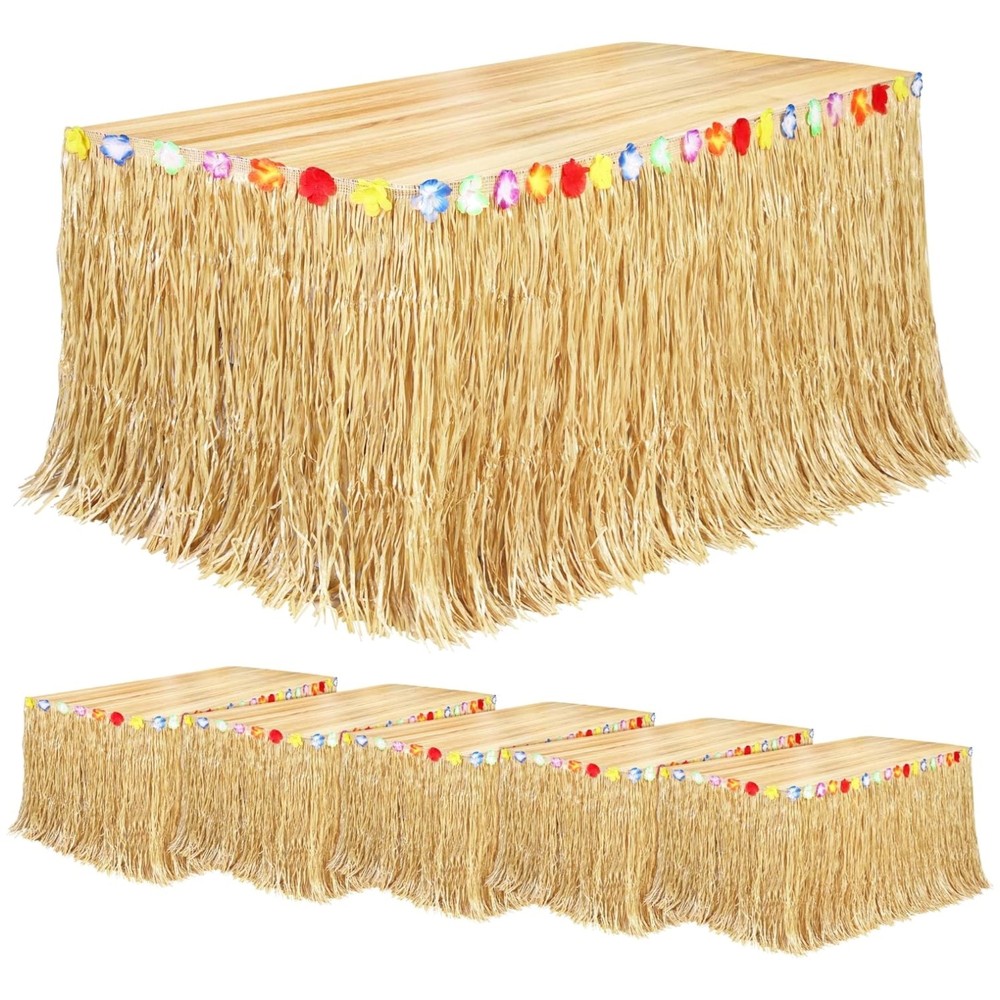 Natural Grass Table Skirts for Luau Party