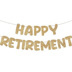 Champagne Gold Glitter Funny Personalized Happy Retirement Banner Sign