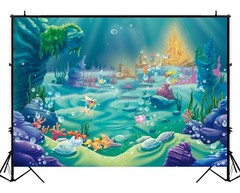 Under The Sea Mermaid Backdrop Photography 7x5ft Underwater Castle Photobooth