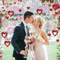 36 Pcs Valentine’S Day Decorations Glitter Heart Hanging Swirls – No DIY Red Pin
