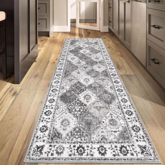 HEBE Hallway Runner Rug 2’8»x8′ Washable 2’8″ x 8′ (Rectangular), Multi-grey