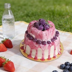 Fake Cake Dessert Artificial Cream Blueberry Jam Cupcake Faux Food Display