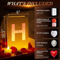 Elegant Light Up Letters with LED Lights and Decorative Rose Petals for Parties
