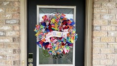 Happy Birthday Balloon Party Front Door Deco Mesh Wreath Festive Bright Cheerful