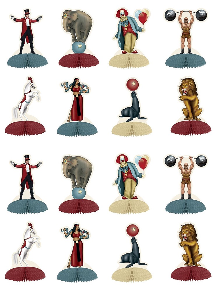 Beistle Vintage Circus Mini Centerpieces 16 Piece 5 16 Count Pack Of 1 54985