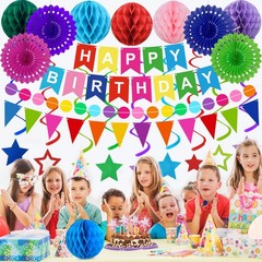 Birthday Decorations Colorful Happy Banner Paper Colorful,