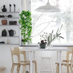Freyalife Fake Hanging Plants for Room Decor,1pcs 39 inches, Green With Basin