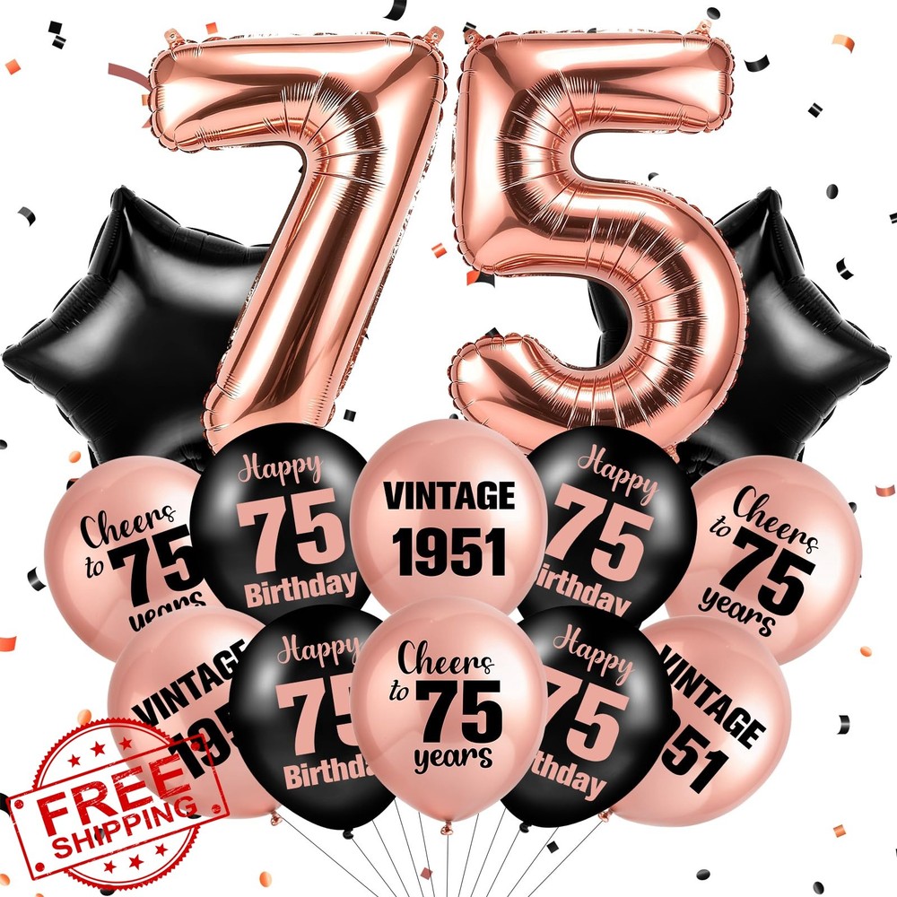TagreSpike 75th Birthday Rose Gold Balloons Vintage 1951