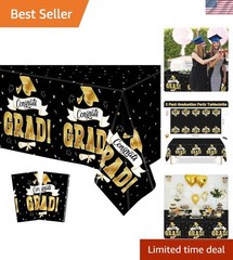 2Pack Graduation Decorations 2026, 108″ X 54″ Graduation Tablecover, Blackgol…