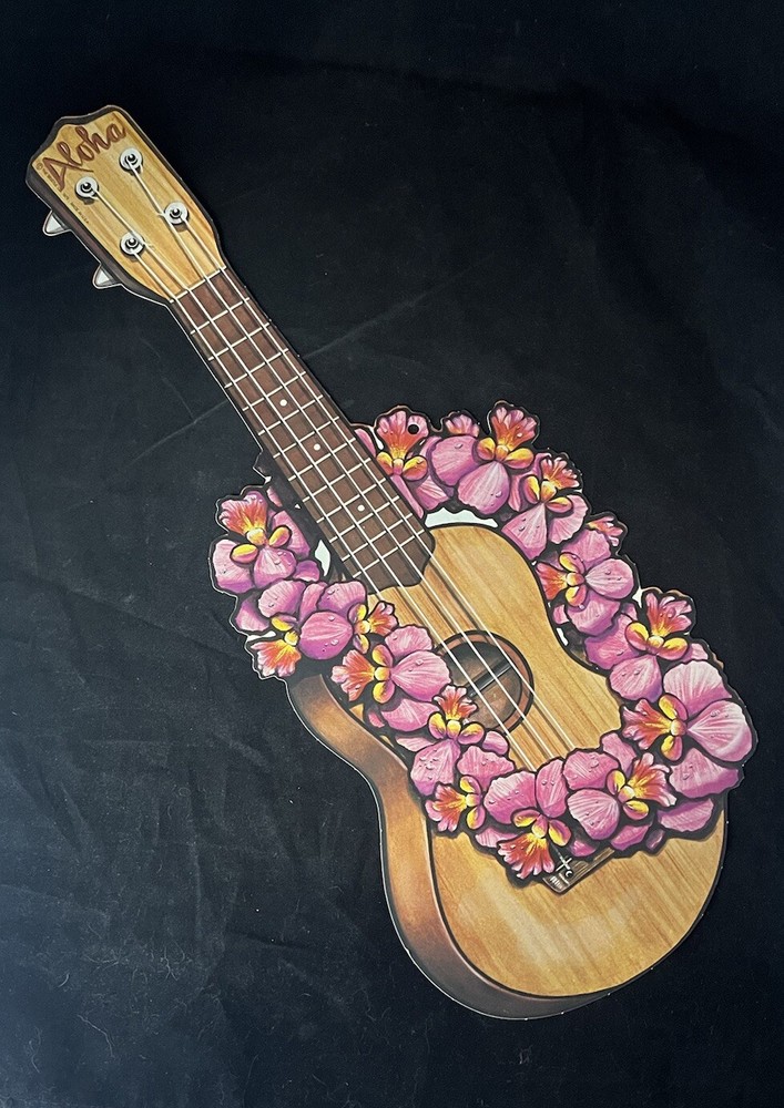 Beistle Co. Hawaiian Lei Guitar Die Cut Decor Luau Vintage 1979 21”