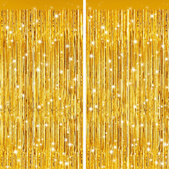 2Pack Silver Metallic Tinsel Foil Fringe Curtains, Door Streamer Photo Booth Bac