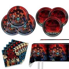 Stranger Things Party Supplies Set – 20 Plates, 20 Napkins & Tablecover for Birt