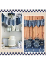 2 Piece Denim Strip Banner Set for Decor Party Decorations