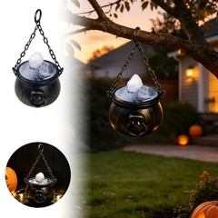 Halloween Witch Cauldron Handbag Glowing Ribbon Light Portable Party Decor