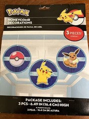 Pokemon Poke Ball Eevee Pikachu Hanging Honeycomb Decor 3 Pc