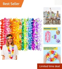 24-Pack Hawaiian Leis – Vibrant Tropical Party Decorations for Luau Celebrations