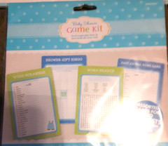 Baby Shower Decorations for Boy Blue/White Set Decor Games Plates Cups Satch