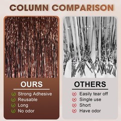 Foil Fringe Backdrop Curtains 3.3 x 6.6 ft Tinsel Streamers Decor Brown 3 Pk