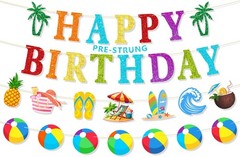 Pool Party Birthday Decorations NO DIY Pool Happy Birthday Banner