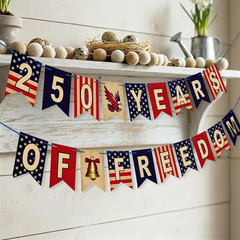 US 250th Anniversary Decorations – 250 Years of Freedom Banner Red White Blue Pa