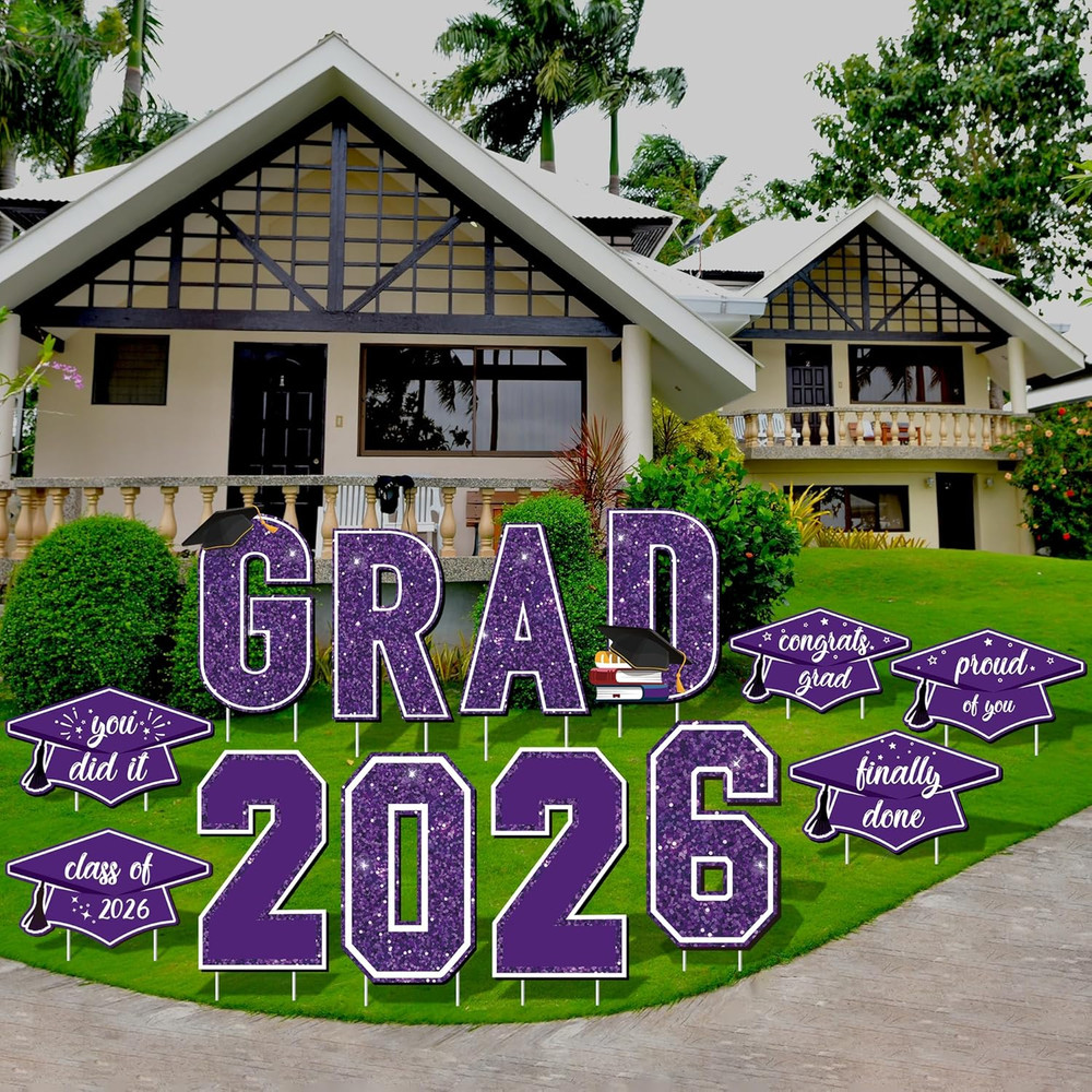 Waterproof 2026 Grad Yard Signs Plastic Graduation Yard Signs Party Outdoor Lawn