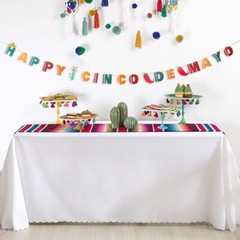 Mexican Serape Table Runner + Banner for Cinco de Mayo Party Fiesta Day of Deat