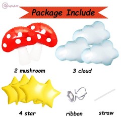 Video Game Theme Balloons Kit Cloud, , Super Star, White Red Yellow Foil Ball…