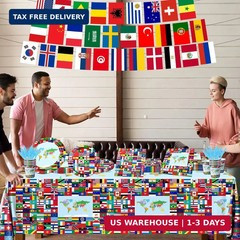 160 Pcs World Flags Party Supplies,International Party Decorations Set with Coun