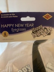 12 Pair Black and Silver Card Stock Paper Happy New Year Eyeglasses (NEW)