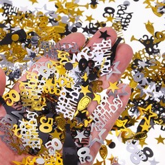 3000 PCS 50th Birthday Confetti Mix Gold Black Silver Metallic Foil Table