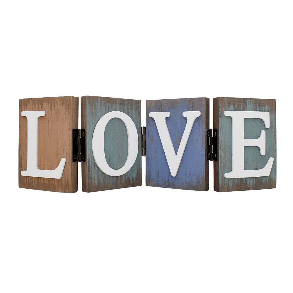 Freestanding Love Wooden Home Sign Rustic Tabletop Centerpiece for Mantel