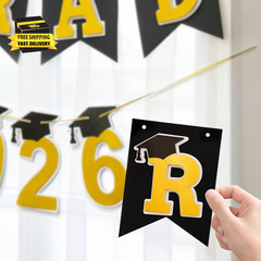 Graduation Decorations 2026– DIY 3D Congrats Grad 2026 Banner Black and Gold Lay