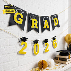 Graduation Decorations 2026– DIY 3D Congrats Grad 2026 Banner Black and Gold Lay
