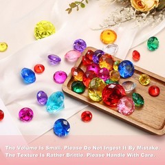 100-Pack Acrylic Diamond Fake Gems, 20mm Clear Fake Jewels Bulk [Deep Red]