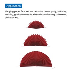 Hanging Paper Fans Party Set Round Pattern Wall Decoration Wine Red 6 PCS