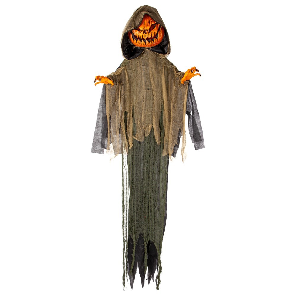ANIMATED HANGING PUMPKIN MAN Prop Halloween Decoration 7FT Sound Terror Scary