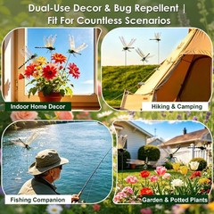 12 Pack 3D Dragonfly Clips, Fake Dragonflies with Stakes, Realistic Plastic Drag
