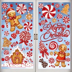 DULEFUN Christmas Window Clings, Gingerbread Man Candy Window’s Stickers Red