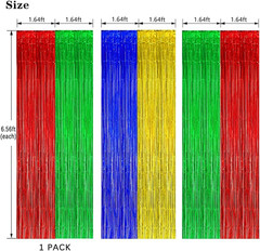Blue Red Green Yellow Party Decorations, Blue Red Green Yellow Foil Fringe Backd