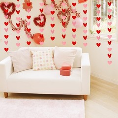 10 Pack Valentines Red Pink Heart Hanging Garland Banners Paper Heart Hanging St