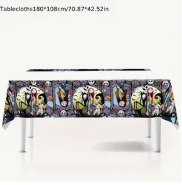 NIGHTMARE BEFORE CHRISTMAS Plastic Party Birthday Tablecloth 70×42 White Black